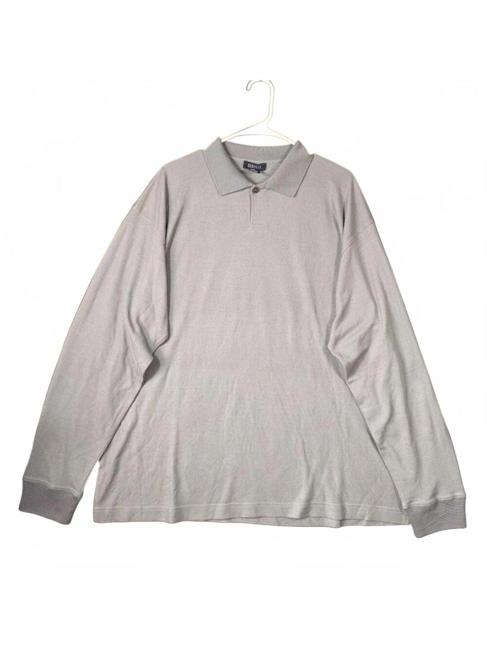 Barneys New York Silk Polo Shirt XL Gray Long Sleeve Luxury Knit One Button Prep